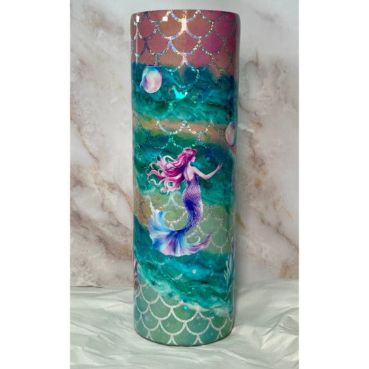 #140  Mermaid Design on 30oz Stainless Steel Tumbler