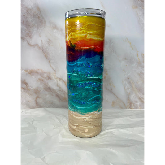 #132 Sunset Ocean Beach Design l on Stainless Steel 30oz Tumbler