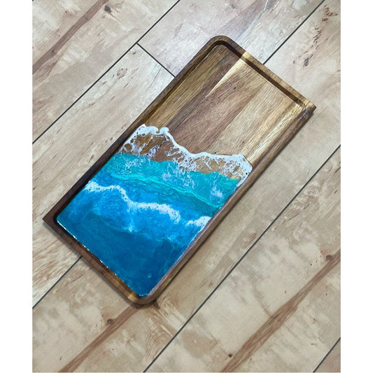 Ocean Resin Art Charcuterie Tray (17.5 x 5”)