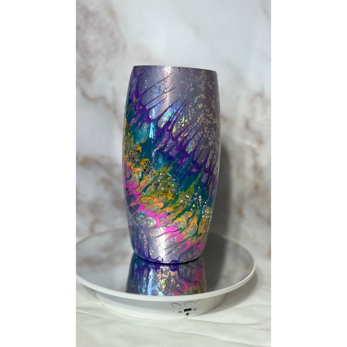 Chantilly Foil Pastel Stinger on a 25 Ounce Stainless Steel Wine Tumbler