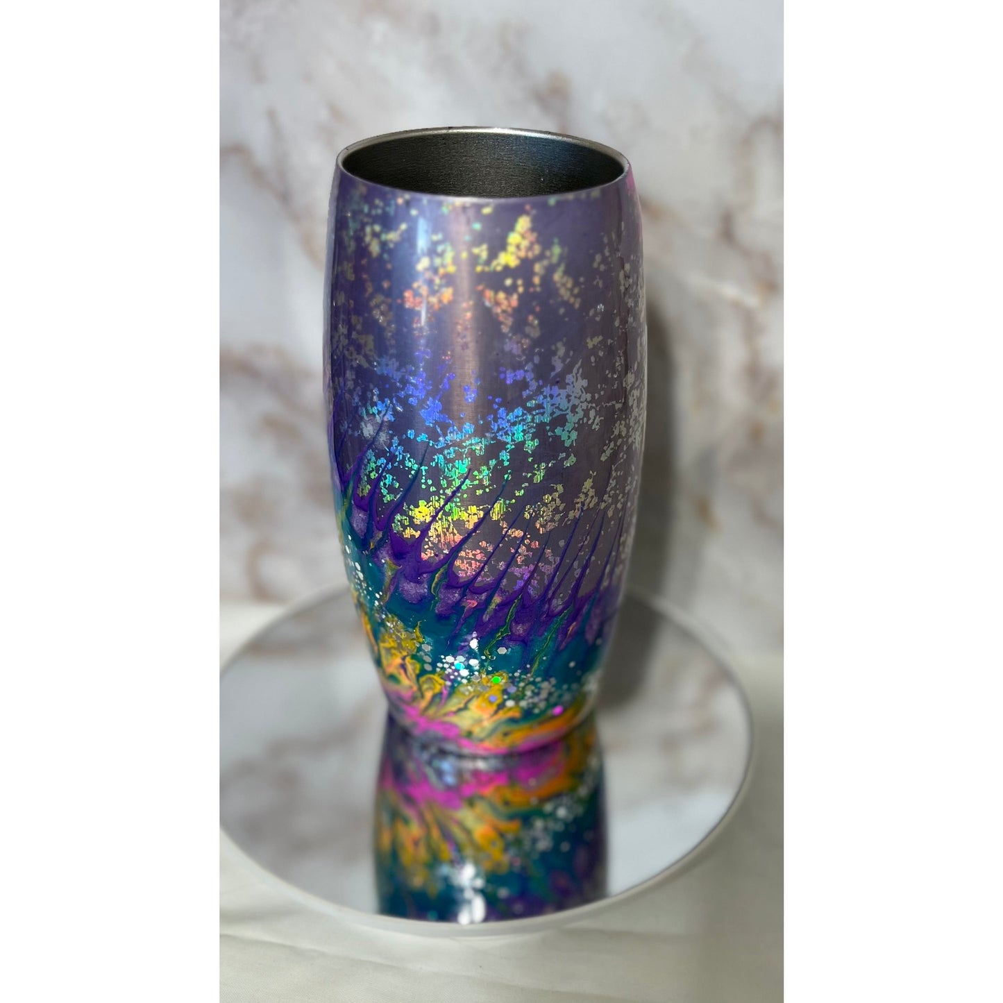 Chantilly Foil Pastel Stinger on a 25 Ounce Stainless Steel Wine Tumbler