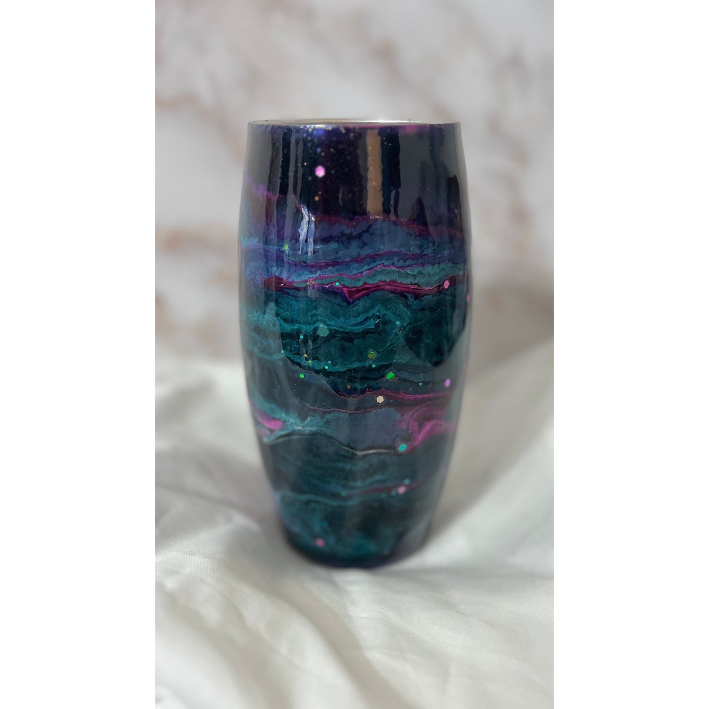 Galaxy Design on a 25 Oz Stainless Steel Football or Wine Cup