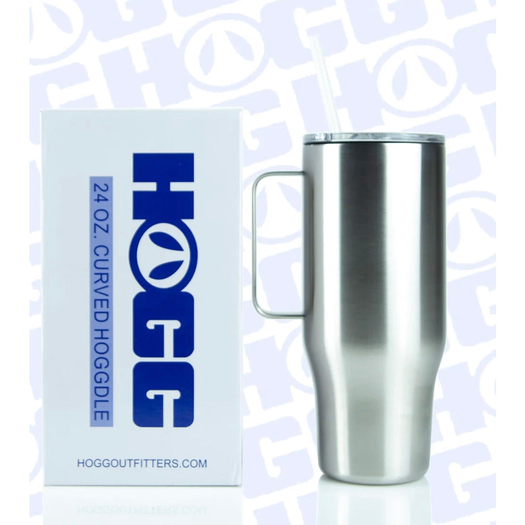 Stainless Steel 24 ounce Curved Hoggle with Lid