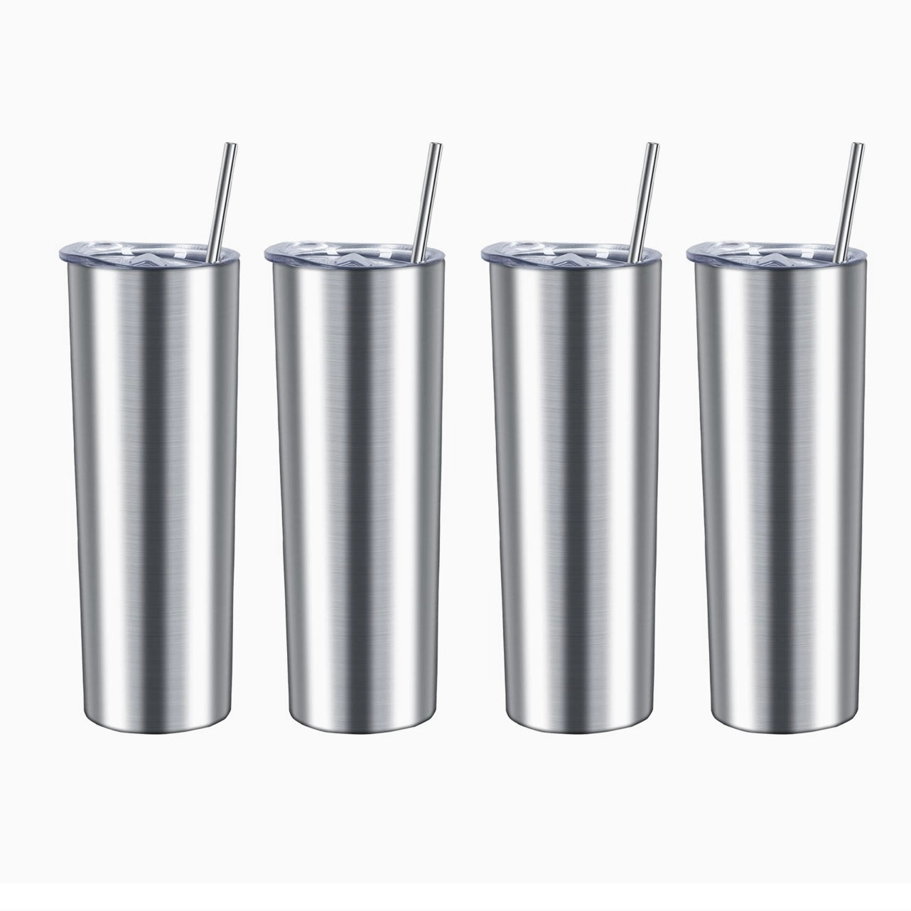 Stainless Steel 20 OZ Skinny Straight Tumbler with Straw on